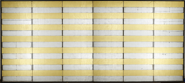 Striped Gold and Silver, a pair of six-fold screens