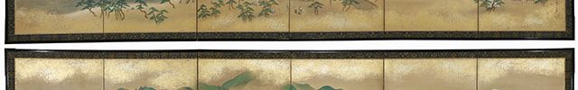 Famous Sites of Ohmi,Sumiyoshi Taisya Shrine (a pair of six-fold screens)