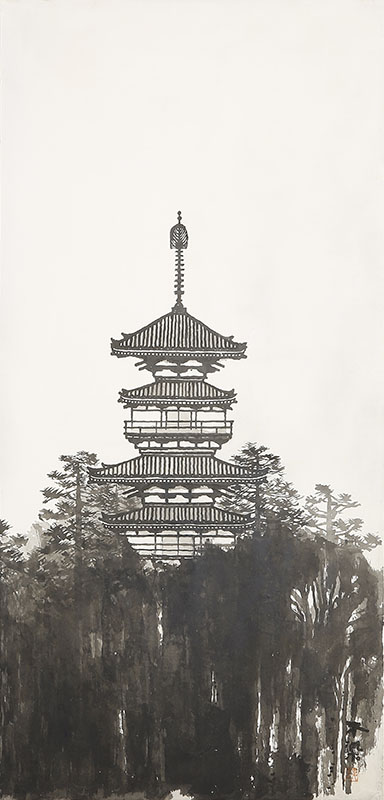 Pagoda under the Moon(a two-fold screen)