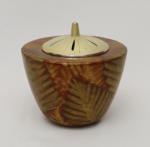 Gold-glazed Incense Burner with Fern Pattern 