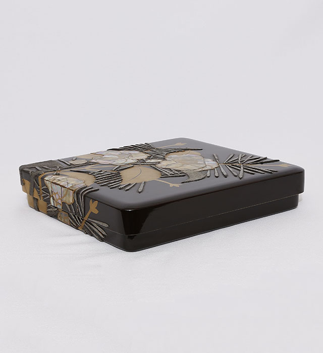 Ink Stone Box with Design of Pine Needles and Flowers