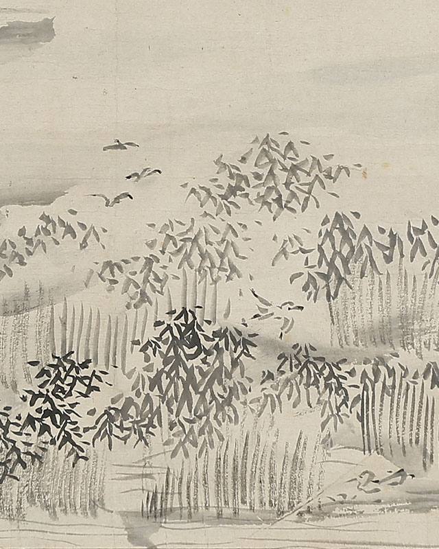 竹林游禽図