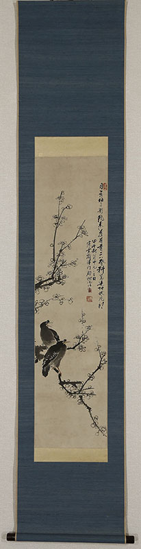 梅花叭々鳥図自画賛（安永3年）
