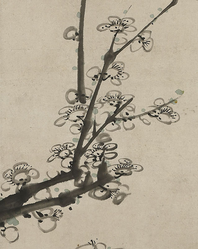 梅花叭々鳥図自画賛(安永3年)