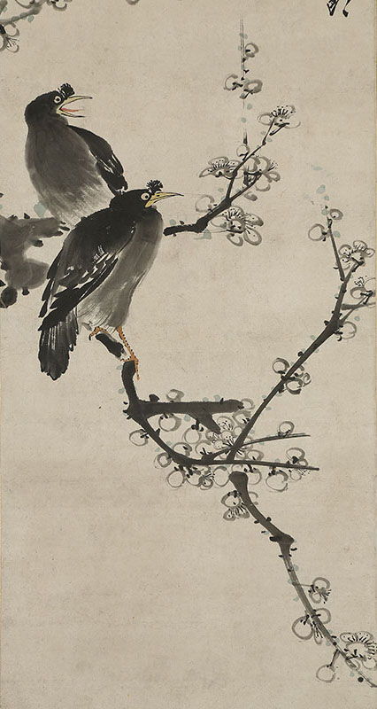 梅花叭々鳥図自画賛(安永3年)