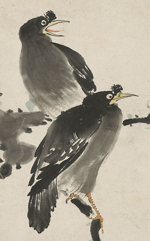梅花叭々鳥図自画賛(安永3年)