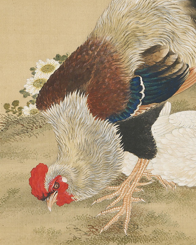 秋花双鶏図