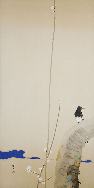 Plum and Magpie by the Water