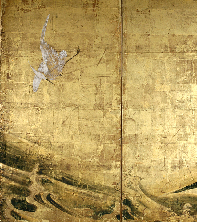 Ducks and White Egrets on Sea Waves