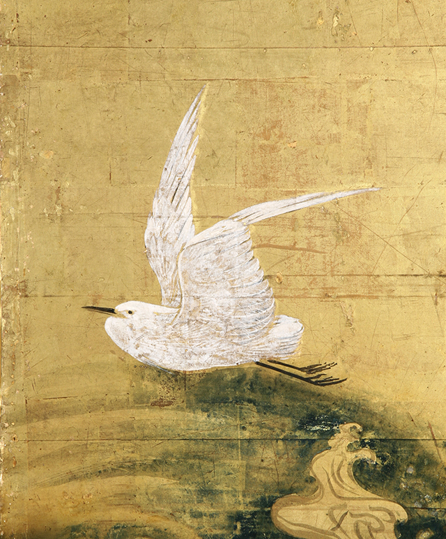 Ducks and White Egrets on Sea Waves