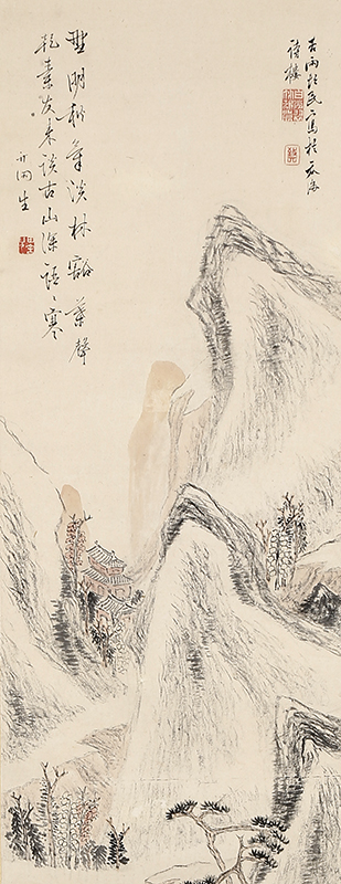 秋景山水図