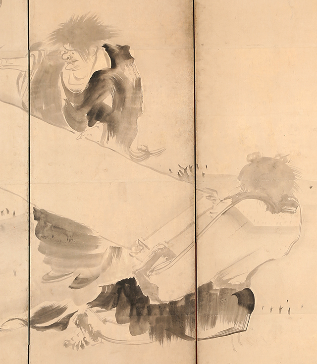 高士観月図　寒山拾得図
