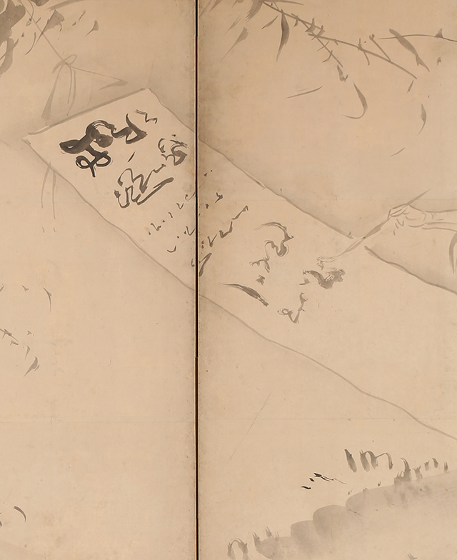高士観月図　寒山拾得図