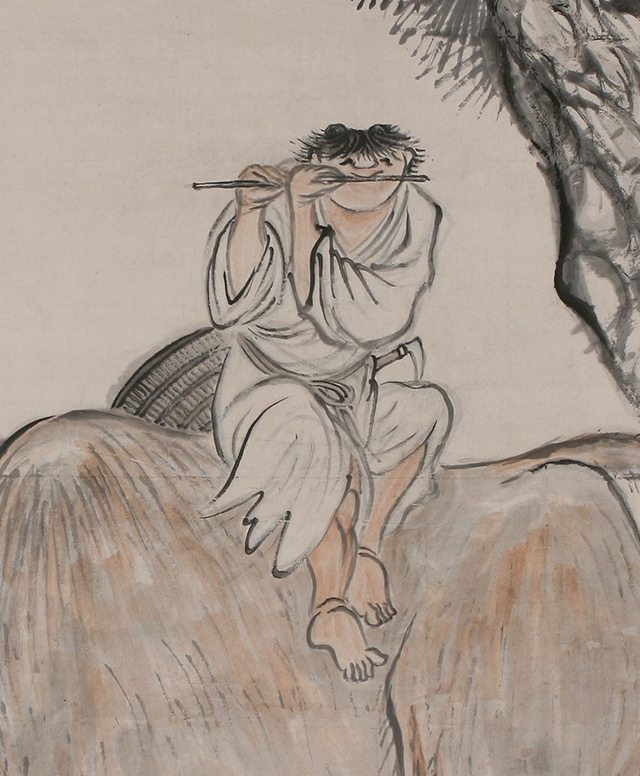 A Young Boy on a Cow