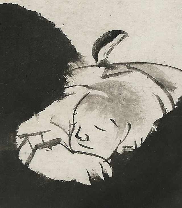 Boy sleeping on a Bull