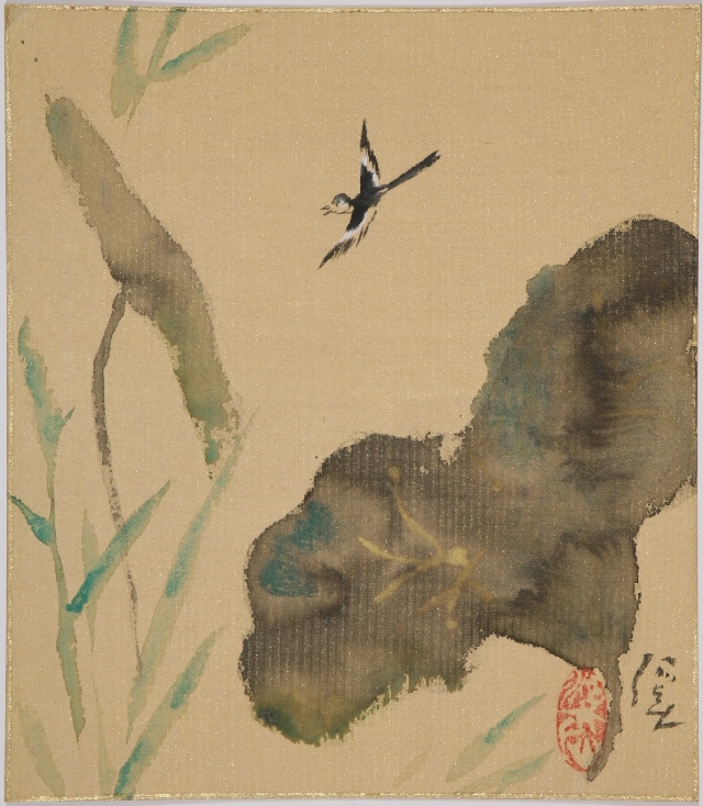 蓮に小禽図