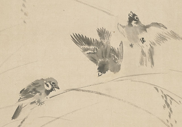Birds and Rice Stalk