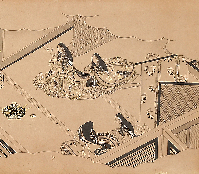 白描源氏物語（髪梳）