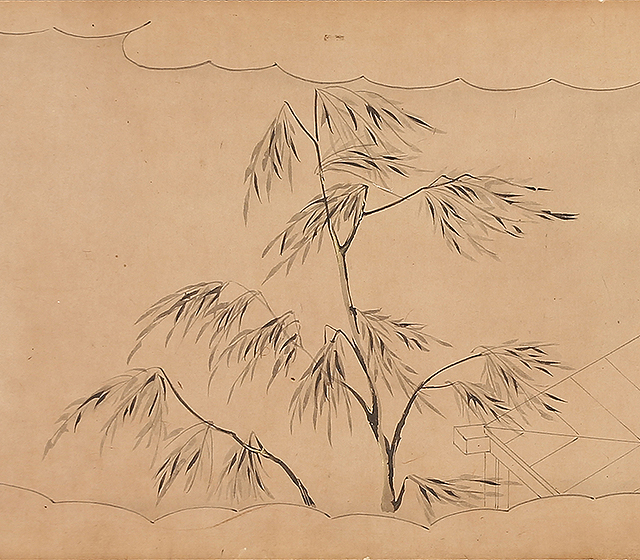 白描源氏物語（髪梳）