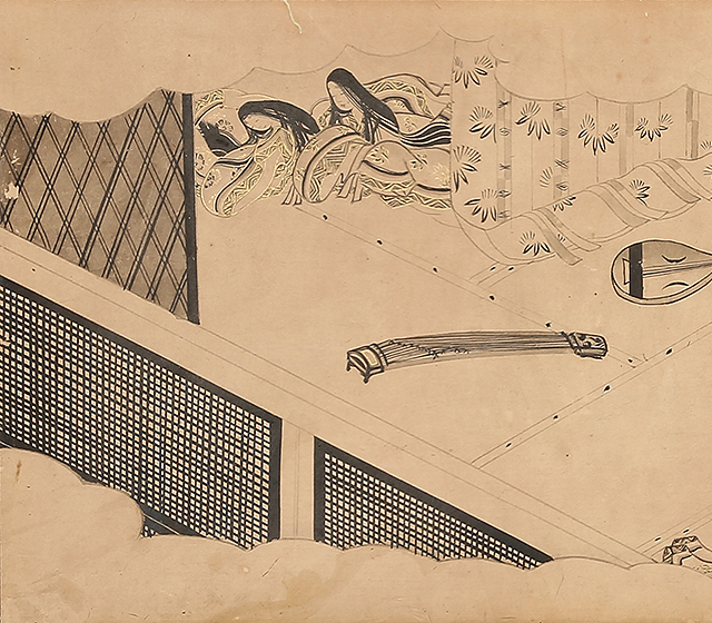 白描源氏物語（琵琶・琴）