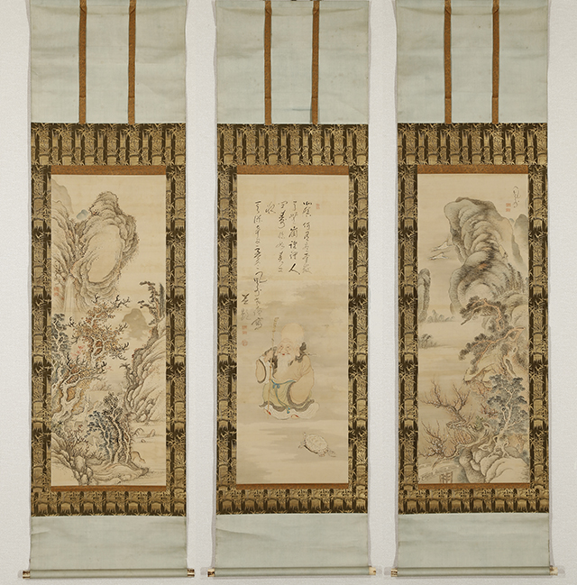 寿老亀春秋山水図自画賛（天保12年）