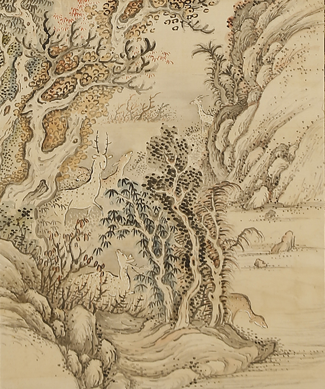 寿老亀春秋山水図自画賛（天保12年）