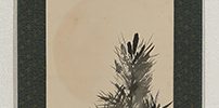 Young Pine at Sunrise, Calligraphy, Rock and Mushrooms