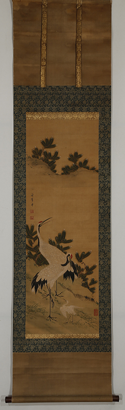 小松ニ親子鶴図