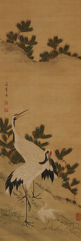 Pine Trees and Cranes