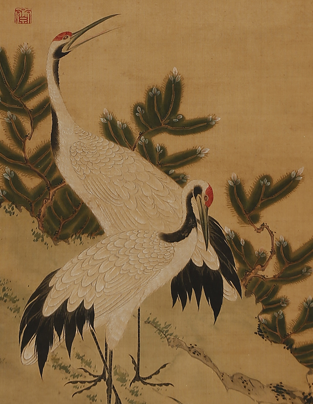 Pine Trees and Cranes