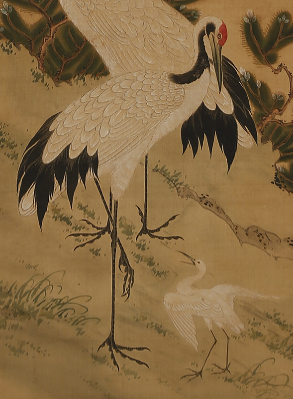 Pine Trees and Cranes