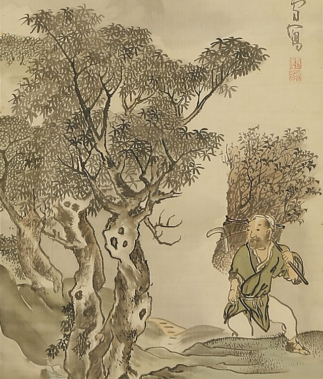 月下帰樵図