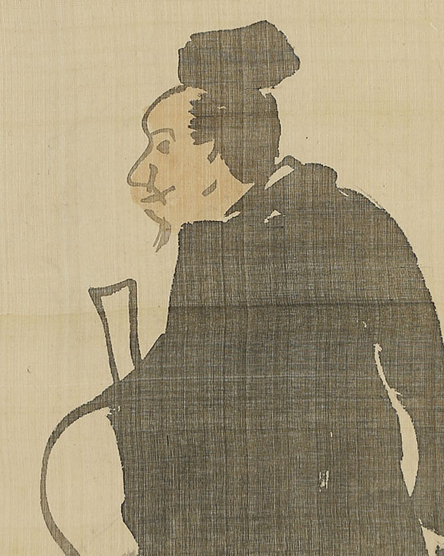 Figure with Haiku (self-inscription)