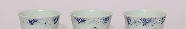 青華茶器 急須 白雲中 茶碗 風景水鳥