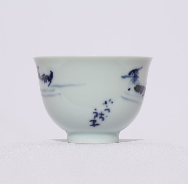 青華茶器 急須 白雲中 茶碗 風景水鳥
