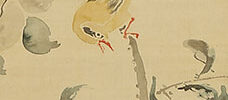 桃橙鳥図(指頭画)