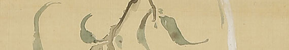 桃橙鳥図(指頭画)
