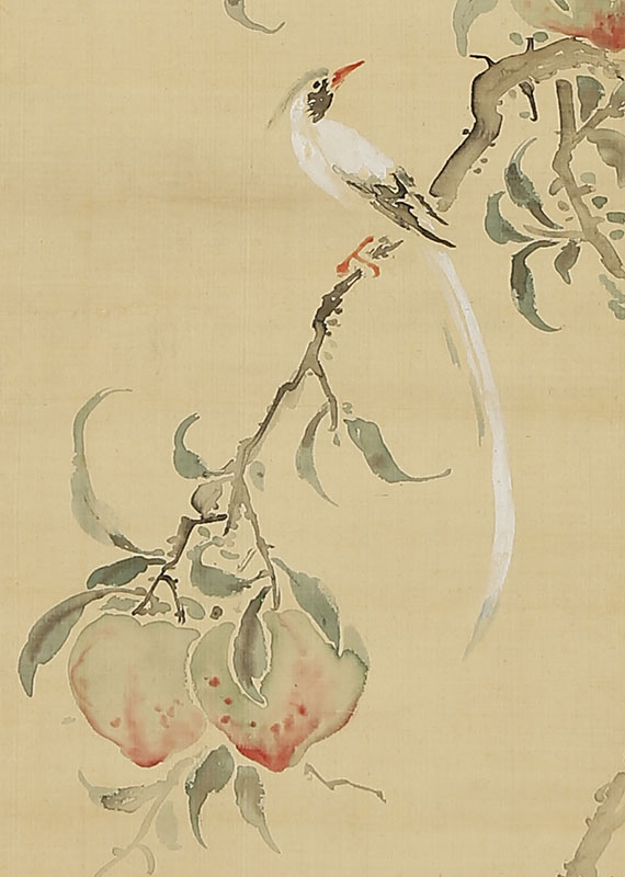 桃橙鳥図(指頭画)