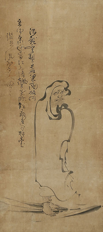 蘆葉達磨図自画賛