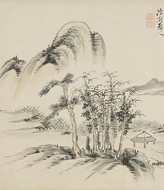 「自遣」「中秋」 山水図(万延元年)