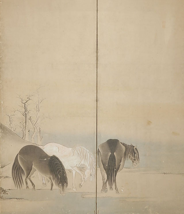 Horses under Pine Trees