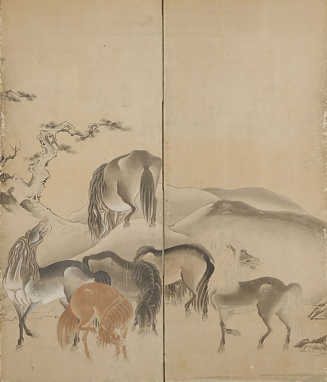 Horses under Pine Trees