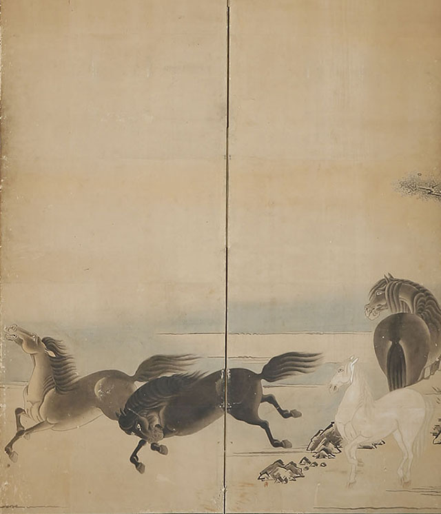 Horses under Pine Trees