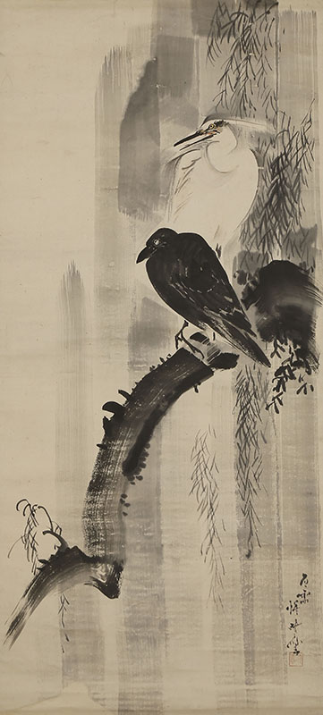 Crow and Heron under Willow