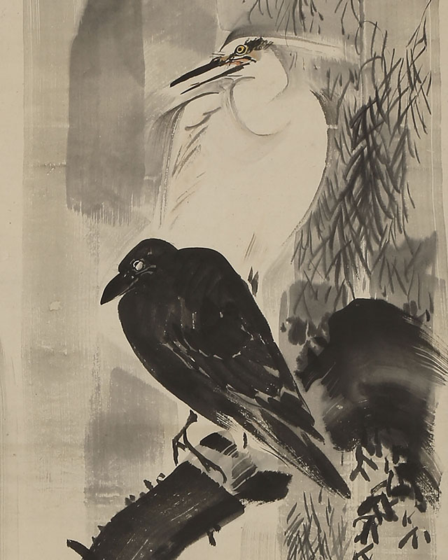 Crow and Heron under Willow