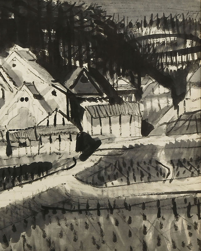 Landscape of Nara, framed