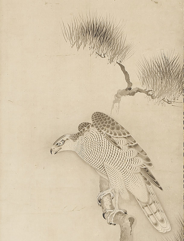 松上鷹柳下双馬図