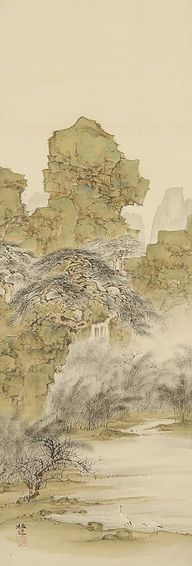 松竹梅山水図