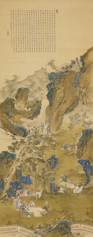 設色西園雅集図