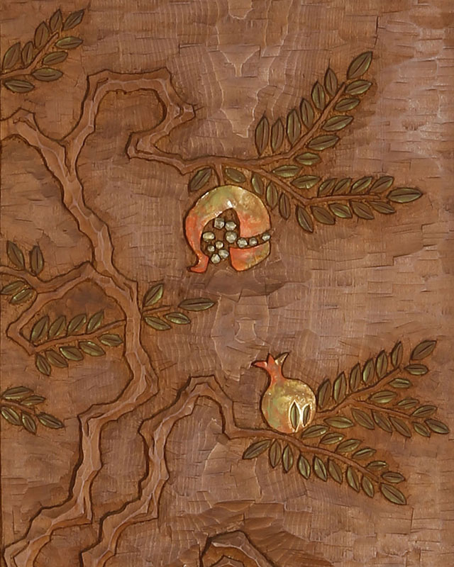 Engraving of Pomegranates and Bird